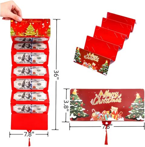 ظرف عيد الميلاد الجديد لعام 2025 للنقود، حامل نقود مع 10 فتحات للنقود، حامل نقود مفاجئ DIY لحفلة عيد الميلاد، مناسب للرجال والنساء والأطفال والأمهات والآباء (8 قطع متعددة الألوان) in Kuwait