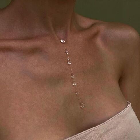 مجموعة أقراط قلادة قطرة الندى الشفافة للنساء مصنوعة يدويًا من مجوهرات Lariat لهدايا حفلات الزفاف in Kuwait