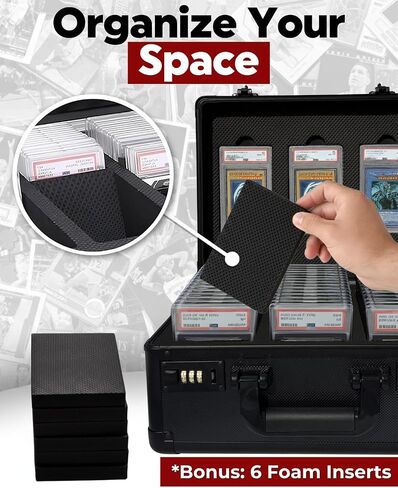 Graded Card Case – Durable PSA Slab Case with Combination Lock – 3 Row Graded Card Storage Box with 6 Foam Inserts – Compatible with PSA, GMA, HGA, NGS, SGC, CSG – Holds up to 480 Top Loaders in Saudi Arabia