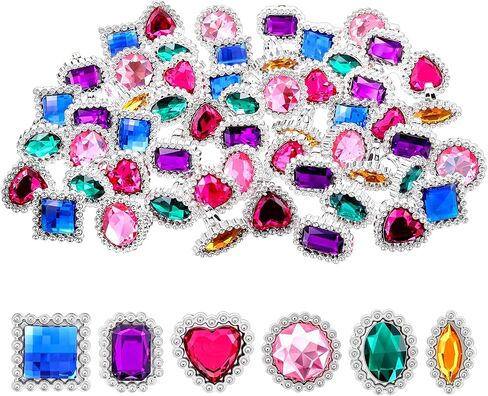 72 Pcs Colorful Plastic Rings, Adjustable Rings Princess Jewelry, Fake Ring for Costume Bridal Shower Dress Party Accessories in Saudi Arabia