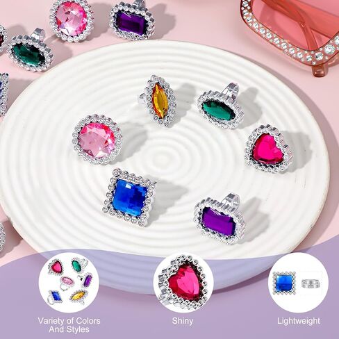 72 Pcs Colorful Plastic Rings, Adjustable Rings Princess Jewelry, Fake Ring for Costume Bridal Shower Dress Party Accessories in Saudi Arabia