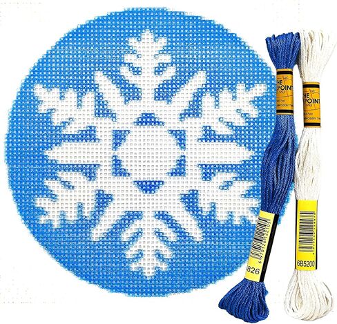 مجموعات تطريز عيد الميلاد من Howie's Needlepoint Needlepoint، مجموعات بداية نمط التطريز المطبوع 18CT، مجموعات قماش أنماط مختومة (ندفة الثلج 4، 4x4 بوصة) in Kuwait