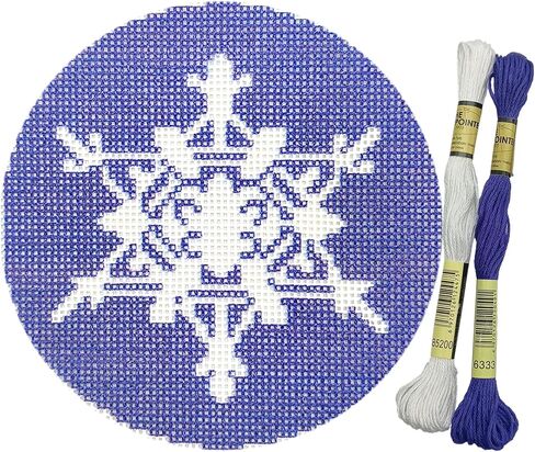 مجموعات تطريز عيد الميلاد من Howie's Needlepoint Needlepoint، مجموعات بداية نمط التطريز المطبوع 18CT، مجموعات قماش أنماط مختومة (ندفة الثلج 4، 4x4 بوصة) in Kuwait
