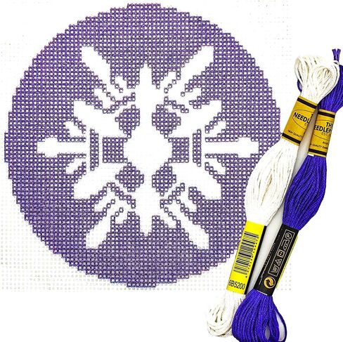 مجموعات تطريز عيد الميلاد من Howie's Needlepoint Needlepoint، مجموعات بداية نمط التطريز المطبوع 18CT، مجموعات قماش أنماط مختومة (ندفة الثلج 4، 4x4 بوصة) in Kuwait