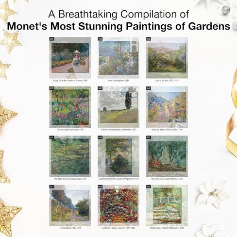 تقويم جداري RED EMBER Monet Gardens 2026 لمدة 12 شهرًا | 12 بوصة × 24 بوصة مفتوح | ورق سميك وقوي | هدية العيد | تقويم الفن الانطباعي كلود مونيه 2026 in Kuwait