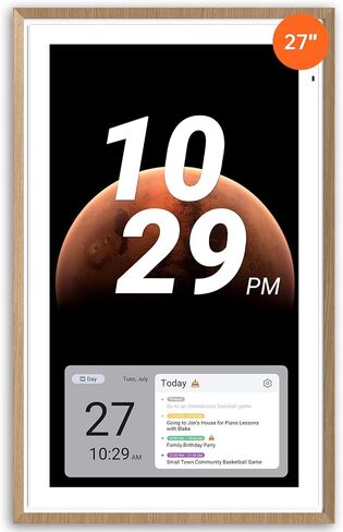 ApoloSign 27" Digital Calendar: Dual Mode Calendar with Google Play & Multi-calendar Sync, Electronic Planner & Chore Chart, Smart Touchscreen, Interactive Display for Family Schedules (Teak Wood, 27-inch) in Saudi Arabia