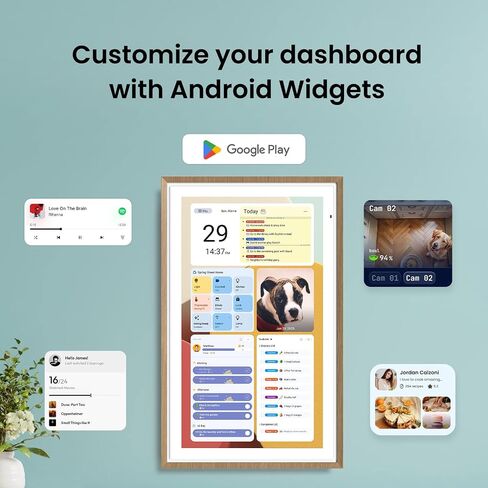 ApoloSign 27" Digital Calendar: Dual Mode Calendar with Google Play & Multi-calendar Sync, Electronic Planner & Chore Chart, Smart Touchscreen, Interactive Display for Family Schedules (Teak Wood, 27-inch) in Saudi Arabia