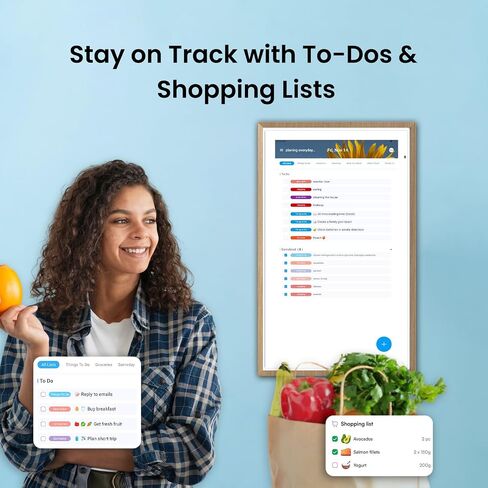 ApoloSign 27" Digital Calendar: Dual Mode Calendar with Google Play & Multi-calendar Sync, Electronic Planner & Chore Chart, Smart Touchscreen, Interactive Display for Family Schedules (Teak Wood, 27-inch) in Saudi Arabia