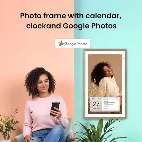 ApoloSign 27" Digital Calendar: Dual Mode Calendar with Google Play & Multi-calendar Sync, Electronic Planner & Chore Chart, Smart Touchscreen, Interactive Display for Family Schedules (Teak Wood, 27-inch) in Saudi Arabia