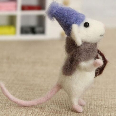 Needle Felting Kit, Beginner Felting Kits for Beginners Adult, Felt Animal Kit, Mice Needle Felting Starter Kit with Lanyard, Unfinished Wool Felt Mouse Craft Kit for Beginner DIY Craft in Kuwait