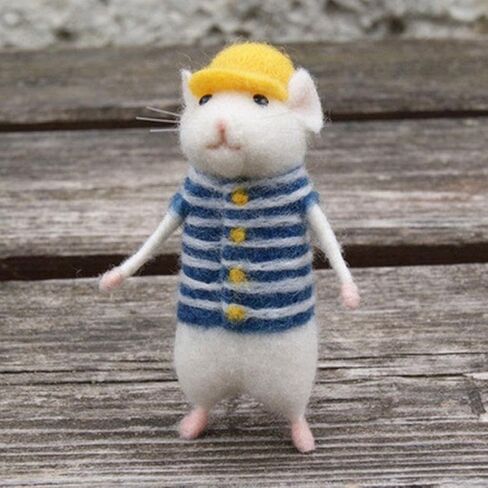 Needle Felting Kit, Beginner Felting Kits for Beginners Adult, Felt Animal Kit, Mice Needle Felting Starter Kit with Lanyard, Unfinished Wool Felt Mouse Craft Kit for Beginner DIY Craft in Kuwait