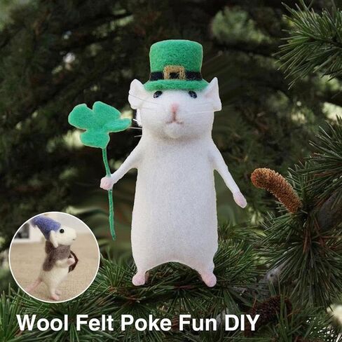 Needle Felting Kit, Beginner Felting Kits for Beginners Adult, Felt Animal Kit, Mice Needle Felting Starter Kit with Lanyard, Unfinished Wool Felt Mouse Craft Kit for Beginner DIY Craft in Kuwait