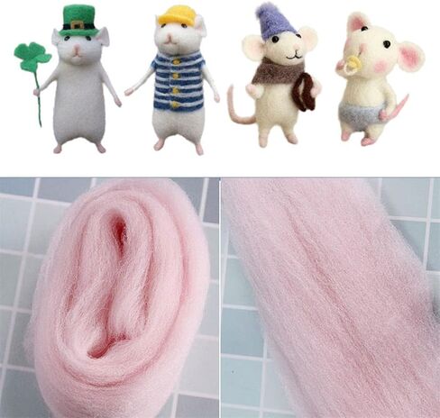 Needle Felting Kit, Beginner Felting Kits for Beginners Adult, Felt Animal Kit, Mice Needle Felting Starter Kit with Lanyard, Unfinished Wool Felt Mouse Craft Kit for Beginner DIY Craft in Kuwait