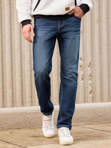 JMIERR Men's Jeans Regular Fit Straight Stretch Classic Casual Denim Pants in Saudi Arabia