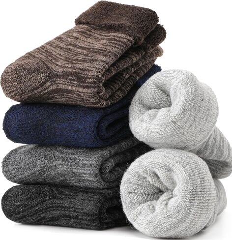 EBMORE 5 Pairs Womens Merino Wool Thermal Socks Winter Thick Warm Hiking Cozy Crew Comfy Boot Socks in Saudi Arabia