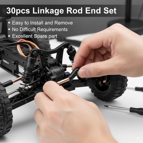 30 قطعة من أطراف قضيب ربط RC لـ Traxxas TRX-4 1/10 - مجموعة رأس وصلة كروية M4 عالية الدقة، خفيفة الوزن ومتينة من البلاستيك + أجزاء ترقية زاحفة من الفولاذ in Kuwait