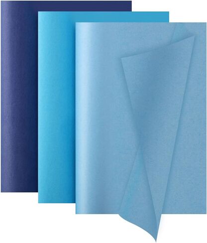 60 Sheets Gradient Blue Wrapping Paper, 3 Colors, 19.69x13.78 inches, Gift Wrap Tissue Paper for Christmas, Birthday, Party Decoration in Saudi Arabia