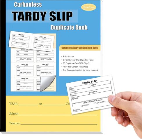 800pcs Tardy Slip Book with Carbonless Duplicates – Easy Removal, Tear-Off Pages for Student Late Arrivals, Teacher Register Copy, School Supplies in Saudi Arabia