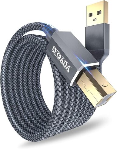 AkoaDa USB 2.0 Printer Cable 20FT, USB Type A Male to B Male Printer Scanner Cord High Speed Compatible with HP, Canon, Dell, Epson, Lexmark, Xerox, Samsung Black in Kuwait