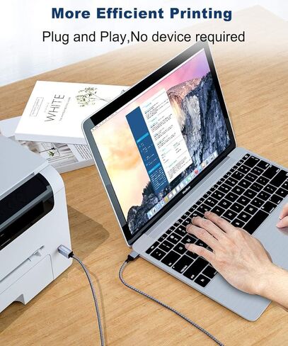 AkoaDa USB 2.0 Printer Cable 20FT, USB Type A Male to B Male Printer Scanner Cord High Speed Compatible with HP, Canon, Dell, Epson, Lexmark, Xerox, Samsung Black in Kuwait