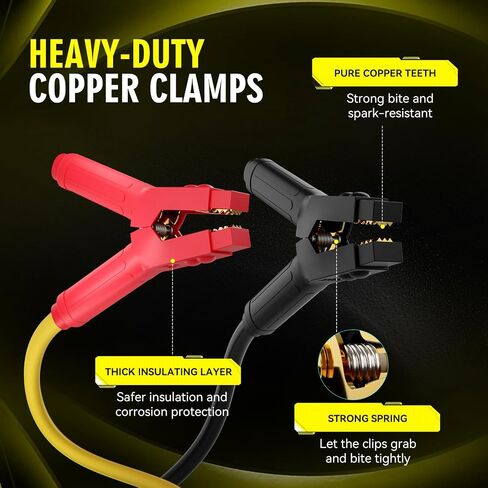 Jumper Cables for Car, 6 Gauge x 16 Feet Booster Cables for Jump Starting Dead or Weak 6V Batteries, Carrying Bag Included in Saudi Arabia