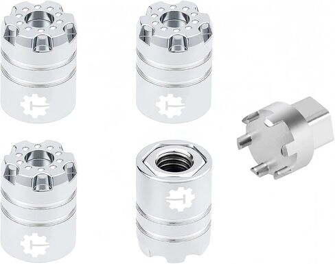 4 قطعة من الألومنيوم M5 عجلة الجوز حافة المركز غطاء يدوي محاور القفل لمحور 1/8 AXP8 Gilamon Trail Buggy ترقية ، كروم in Kuwait