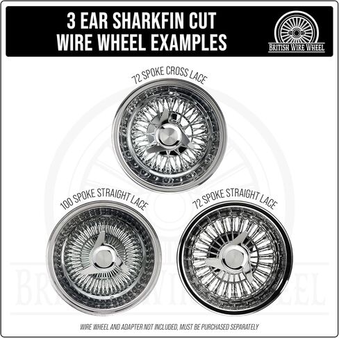 3 أغطية دوارة للأذن مع شعارات رقاقة معدنية صلبة من الكروم والأحمر (مجموعة من 4) | مصممة للسائقين المنخفضين، والسيارات الكلاسيكية، والبنيات المخصصة ذات العجلات السلكية in Kuwait