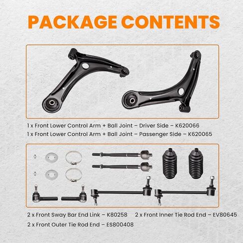 10 قطعة ذراع التحكم الأمامي السفلي Sway Bar Kit K80258 متوافق مع دودج كاليبر 2007-2012 in Kuwait