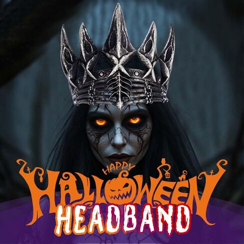BARTOSI Gothic Crown Headband Evil Queen Headpiece Halloween Costume Hair Accessories for Women and Men in Kuwait