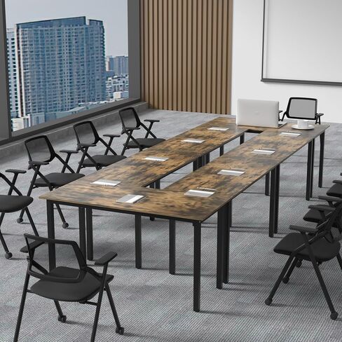 Okeysen Conference Room Table 2 Pack, Modern Office Meeting Table with Metal Frame, Seminar Desk for Boardroom, Meeting Room, Office, 55.12"x23.62"x29.53" in Saudi Arabia