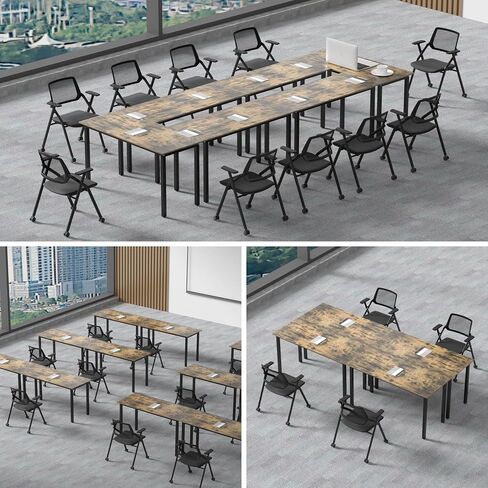 Okeysen Conference Room Table 2 Pack, Modern Office Meeting Table with Metal Frame, Seminar Desk for Boardroom, Meeting Room, Office, 55.12"x23.62"x29.53" in Saudi Arabia