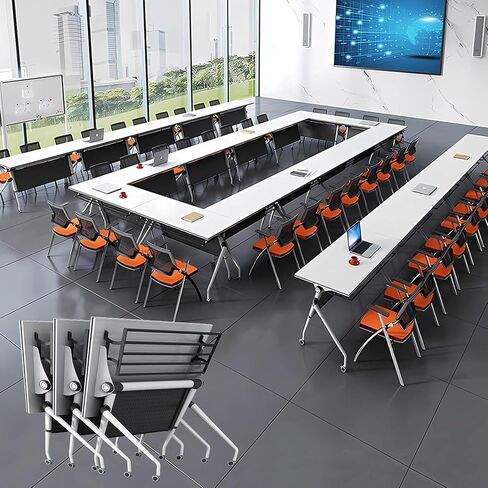 4 Pack Folding Conference Table Conference Room Table Meeting Table,Flip Top Mobile Meeting Training Table with Modesty Locking Casters for Office,Meeting Room Multifunctiona Modular table (C, 47in) in Saudi Arabia