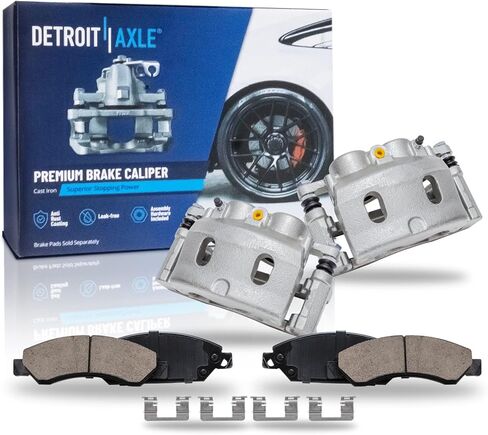 Detroit Axle - Front Disc Brake Calipers + Ceramic Brake Pads Replacement for Suburban Silverado Sierra Yukon XL 1500 Tahoe - 4pc Set in Saudi Arabia