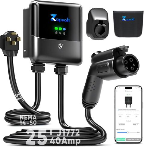 Level 2 EV Charger 40Amp 240V 9.6kW - 25FT Smart Wall Charging Station for Home, J1772 NEMA 14-50, with EV Charger Port Cover Waterproof, RFID Card, WiFi Enabled, UL Certified - GEN 2 in Saudi Arabia
