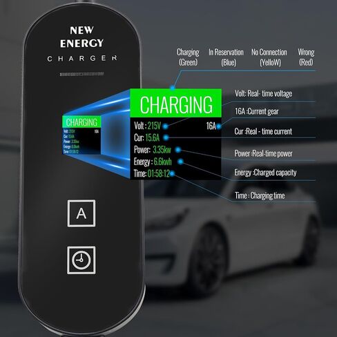 شاحن EV نوع 1 3.5 كيلو واط 5M16A محول محمول لشواحن EV كابل مواد بوليمر مع قابس US16 A، تيار قابل للتعديل متوافق مع BYD وغيرها من PHEV/BEV/EV in Kuwait