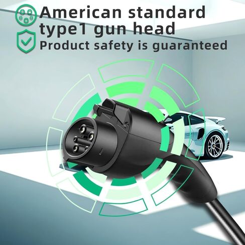 شاحن EV نوع 1 3.5 كيلو واط 5M16A محول محمول لشواحن EV كابل مواد بوليمر مع قابس US16 A، تيار قابل للتعديل متوافق مع BYD وغيرها من PHEV/BEV/EV in Kuwait