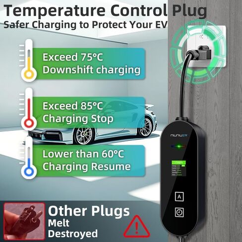 شاحن EV من المستوى 1&2، شاحن محمول للمركبات الكهربائية مع كابل 25FT، محول 16A لشواحن EV المحمولة، كابل مواد بوليمر، تيار قابل للتعديل متوافق مع BYD وغيرها من PHEV/BEV/EV in Kuwait