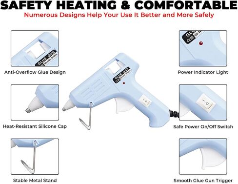 Hot Glue Gun, 20W Fast‑Preheating High‑Temp Mini Hot Melt Glue Gun Kit with 30 Glue Sticks (100mm x 7mm) for School Projects, DIY, Arts & Crafts, Quick Home Repairs in Kuwait