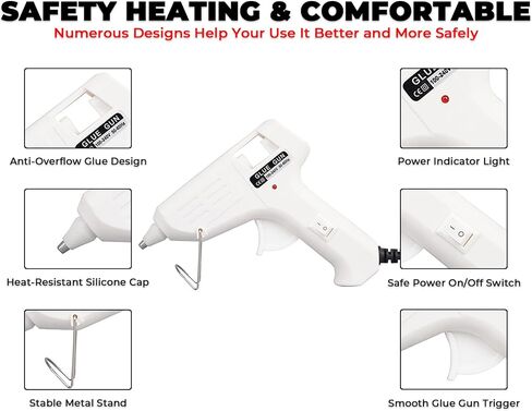 Hot Glue Gun, 20W Fast‑Preheating High‑Temp Mini Hot Melt Glue Gun Kit with 30 Glue Sticks (100mm x 7mm) for School Projects, DIY, Arts & Crafts, Quick Home Repairs in Kuwait