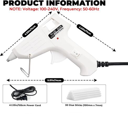 Hot Glue Gun, 20W Fast‑Preheating High‑Temp Mini Hot Melt Glue Gun Kit with 30 Glue Sticks (100mm x 7mm) for School Projects, DIY, Arts & Crafts, Quick Home Repairs in Kuwait