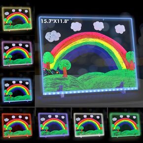 Wohalipsy Doodle Glow Drawing Board is an LED Drawing Board,15.7"X11.8" 4 Modes&7 Colors Busy Board with LED Light is a kivvy Magic Board, Night Light for Room/Store/Office/Festival/Gift in Saudi Arabia