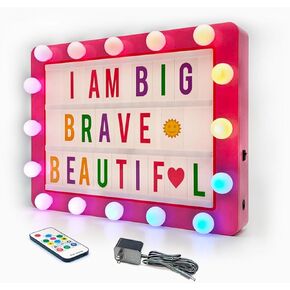 صندوق إضاءة سينمائي مع 290 ​​حرفًا، وأيقونات، ومواد تخزين، وأفكار هدايا عيد الميلاد للفتيات المراهقات والنساء، لوحة رسائل سرادق مضيئة بإضاءة LED DIY للمنزل والمكتب ديكور مكتب غرفة لطيف (أسود) in Kuwait