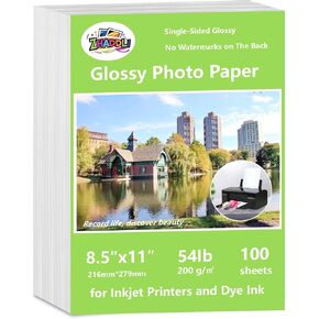 ورق صور لامع نافث للحبر، مقاس 8.5 × 11 بوصة، حزمة من 100 ورقة، متوافق مع طابعة نافثة للحبر تستخدم حبر الصبغ، ورق نفث الحبر اللامع 200 جرام في المتر المربع in Kuwait