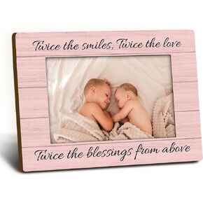 Twins Baby Items 4x6 Picture Frame, Twin Mom Gifts Wooden Picture Frame, Twins Baby Gifts for Girls Boys Mom, Twice the Blessings from Above Decorative Photo Frames for Table Desk Decor in Saudi Arabia
