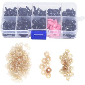 Plastic Eyes Noses with Washers DIY Accessories Safety Eyes and Nose for Plush Dolls Teddy Bears Stuffed Animals 5 Sizes 6mm 8mm 9mm 10mm 12mm Heart Shaped Nose Storage Box (G) in Kuwait