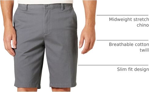 Amazon Essentials Men's Slim-Fit 11" Flat-Front Comfort Stretch Chino Short in Saudi Arabia