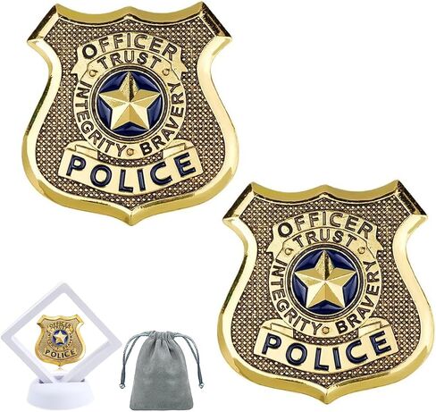 Metal Police Cosplay Badge Pin Brooch, Cowboy Sheriff Deputy Cop Badges for Role Play Props Party Decor Gift for Cosplayers in Saudi Arabia