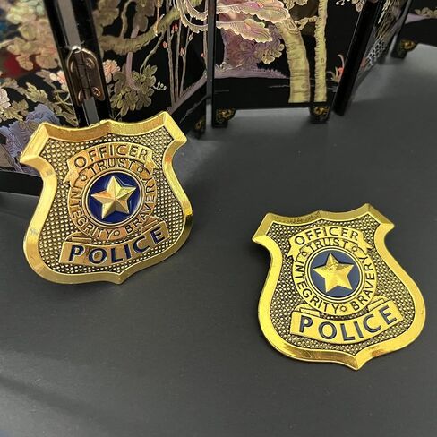 Metal Police Cosplay Badge Pin Brooch, Cowboy Sheriff Deputy Cop Badges for Role Play Props Party Decor Gift for Cosplayers in Saudi Arabia