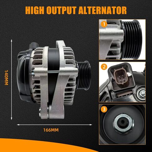 New Alternator 11573N 130 Amp for Honda - Fits 2011-2013 Odyssey,2012-2015 Pilot,2012-2014 Ridgeline 3.5L V6 - OE Replacement for 104210-1240, 31100-RV0-A01,9764219-124 in Saudi Arabia