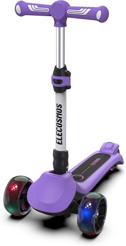 Kids Electric Scooter لعمر 4-9 ، تضيء 3 دراجة نارية بعجلات مع عجلات كبيرة LED ، سطح وميض عريض ، ارتفاعات قابلة للتعديل ، تضيء الدراجات البخارية 3 عجلات ، وتوازن الدراجات البخارية للأطفال in Kuwait